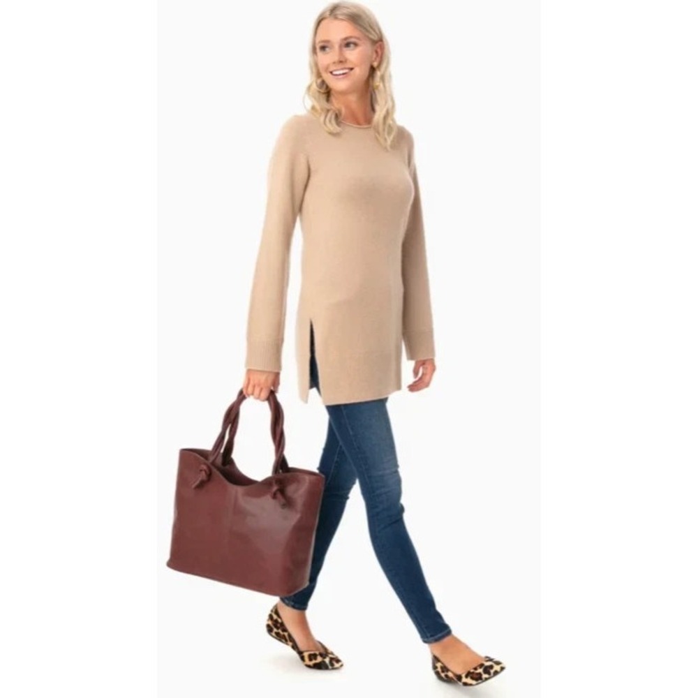 Vince Tunic-Length 100% Cashmere Pullover Sweater Womens XL Camel Quiet Luxury